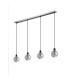 Placid 1.3m Linear Pendant 4x E14 15cm Round Textured Smooth/Ribbed Glass Shade Satin Nickel Smoke Plated & Satin Black-4