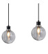 Placid 1.3m Linear Pendant 4x E14 15cm Round Textured Smooth/Ribbed Glass Shade Satin Nickel Smoke Plated & Satin Black-6