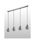 Placid 1.3m Linear Pendant 4x E14 15cm Round Textured Smooth/Ribbed Glass Shade Satin Nickel Smoke Plated & Satin Black-7