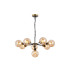 Placid 84cm Pendant 8 Light E14 15cm Round Glass Shade Brass Amber Plated & Satin Black-1