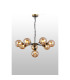 Placid 84cm Pendant 8 Light E14 15cm Round Glass Shade Brass Amber Plated & Satin Black-3