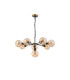 Placid 84cm Pendant 8 Light E14 15cm Round Glass Shade Brass Amber Plated & Satin Black-4