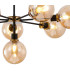 Placid 84cm Pendant 8 Light E14 15cm Round Glass Shade Brass Amber Plated & Satin Black-7