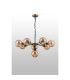 Placid 84cm Pendant 8 Light E14 15cm Round Glass Shade Brass Amber Plated & Satin Black-8