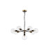 Placid 84cm Pendant 8 Light E14 15cm Round Glass Shade Brass Clear & Satin Black-3
