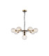 Placid 84cm Pendant 8 Light E14 15cm Round Crackled Glass Shade Brass Clear & Satin Black-1