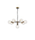 Placid 84cm Pendant 8 Light E14 15cm Round Textured Crumple Glass Shade Brass Clear & Satin Black-1