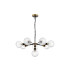Placid 84cm Pendant 8 Light E14 15cm Round Textured Crumple Glass Shade Brass Clear & Satin Black-4