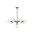 Placid 84cm Pendant 8 Light E14 15cm Round Textured Diamond Pattern Glass Shade Brass Clear & Satin Black-1