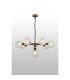 Placid 84cm Pendant 8 Light E14 15cm Round Textured Diamond Pattern Glass Shade Brass Clear & Satin Black-3