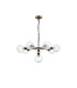 Placid 84cm Pendant 8 Light E14 15cm Round Textured Diamond Pattern Glass Shade Brass Clear & Satin Black-4