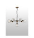 Placid 84cm Pendant 8 Light E14 15cm Round Textured Diamond Pattern Glass Shade Brass Clear & Satin Black-8