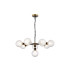 Placid 84cm Pendant 8 Light E14 15cm Round Dimpled Glass Shade Brass Clear & Satin Black-1