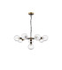 Placid 84cm Pendant 8 Light E14 15cm Round Dimpled Glass Shade Brass Clear & Satin Black-4