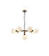 Placid 84cm Pendant 8 Light E14 15cm Round White & Grey Marble Effect Glass Shade Brass & Satin Black Framework-1
