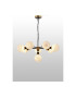 Placid 84cm Pendant 8 Light E14 15cm Round White & Grey Marble Effect Glass Shade Brass & Satin Black Framework-3