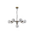 Placid 84cm Pendant 8 Light E14 15cm Round White & Grey Marble Effect Glass Shade Brass & Satin Black Framework-4
