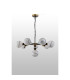 Placid 84cm Pendant 8 Light E14 15cm Round White & Grey Marble Effect Glass Shade Brass & Satin Black Framework-8