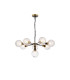 Placid 84cm Pendant 8 Light E14 15cm Round Textured Melting Glass Shade Brass Clear & Satin Black-1