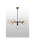 Placid 84cm Pendant 8 Light E14 15cm Round Textured Melting Glass Shade Brass Clear & Satin Black-3
