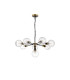 Placid 84cm Pendant 8 Light E14 15cm Round Textured Melting Glass Shade Brass Clear & Satin Black-4