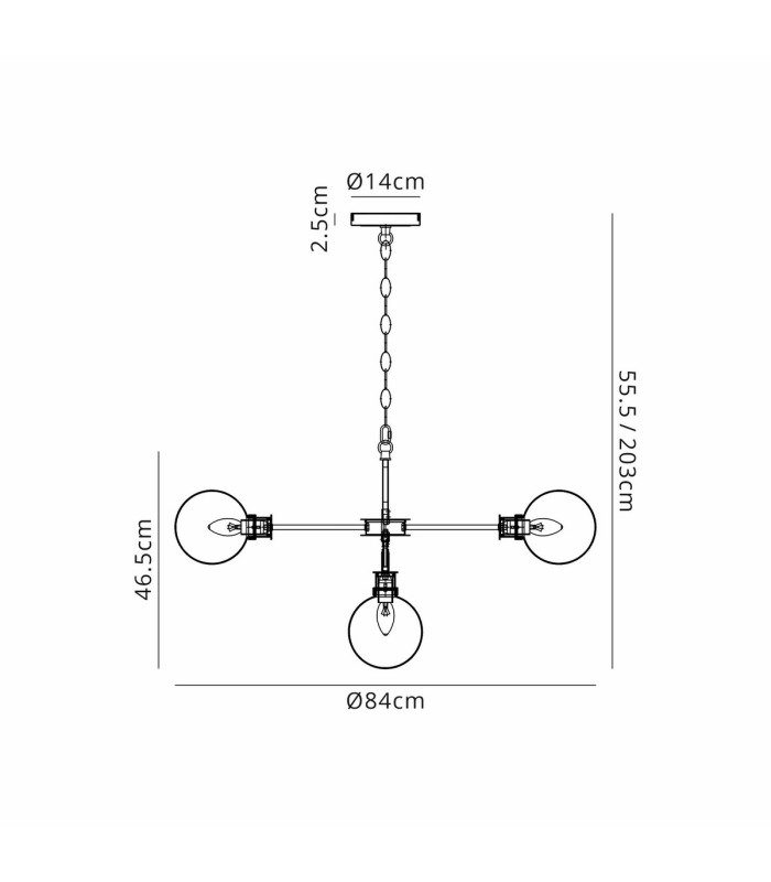 Placid 84cm Pendant 8 Light E14 15cm Round Glass Shade Brass Opal & Satin Black-2