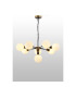 Placid 84cm Pendant 8 Light E14 15cm Round Glass Shade Brass Opal & Satin Black-3