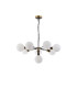 Placid 84cm Pendant 8 Light E14 15cm Round Glass Shade Brass Opal & Satin Black-4