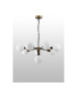 Placid 84cm Pendant 8 Light E14 15cm Round Glass Shade Brass Opal & Satin Black-8