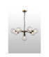 Placid 84cm Pendant 8 Light E14 15cm Round Ribbed Glass Shade Brass Clear & Satin Black-3