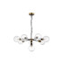Placid 84cm Pendant 8 Light E14 15cm Round Ribbed Glass Shade Brass Clear & Satin Black-4