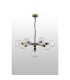 Placid 84cm Pendant 8 Light E14 15cm Round Ribbed Glass Shade Brass Clear & Satin Black-8