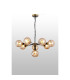 Placid 84cm Pendant 8 Light E14 15cm Round Segment Glass Shade Brass Amber Plated & Satin Black-3