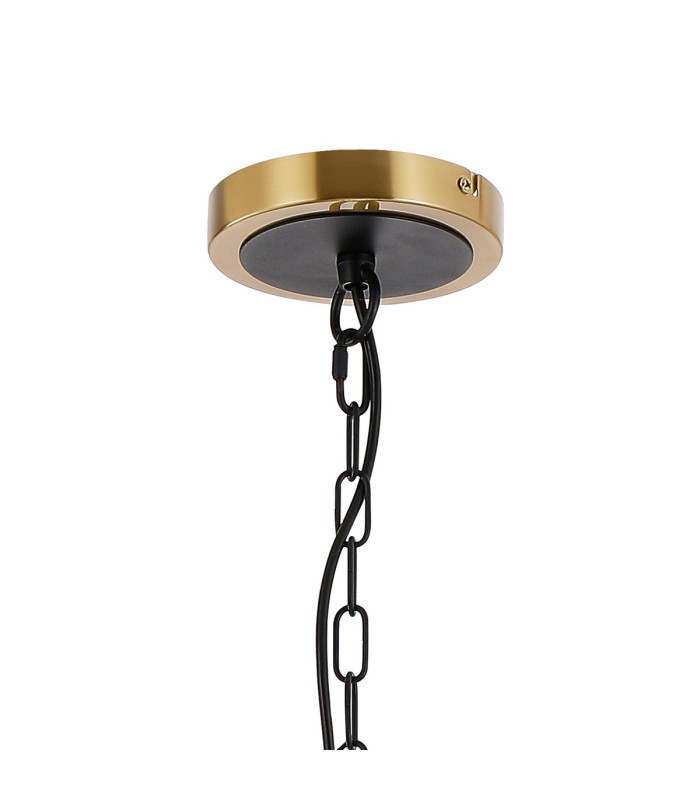 Placid 84cm Pendant 8 Light E14 15cm Round Segment Glass Shade Brass Amber Plated & Satin Black-5