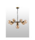 Placid 84cm Pendant 8 Light E14 15cm Round Segment Glass Shade Brass Amber Plated & Satin Black-8