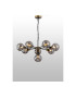 Placid 84cm Pendant 8 Light E14 15cm Round Glass Shade Brass Smoke Plated & Satin Black-3