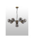 Placid 84cm Pendant 8 Light E14 15cm Round Glass Shade Brass Smoke Plated & Satin Black-8