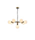 Placid 84cm Pendant 8 Light E14 15cm Round Speckled Glass Shade Brass White & Satin Black-1