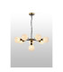 Placid 84cm Pendant 8 Light E14 15cm Round Speckled Glass Shade Brass White & Satin Black-3