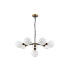 Placid 84cm Pendant 8 Light E14 15cm Round Speckled Glass Shade Brass White & Satin Black-4