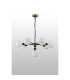 Placid 84cm Pendant 8 Light E14 15cm Round Speckled Glass Shade Brass White & Satin Black-8