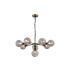Placid 84cm Pendant 8 Light E14 15cm Round Double Textured Smooth / Ribbed Glass Shade Brass Smoke Plated & Satin Black-1