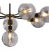 Placid 84cm Pendant 8 Light E14 15cm Round Double Textured Smooth / Ribbed Glass Shade Brass Smoke Plated & Satin Black-7