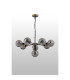 Placid 84cm Pendant 8 Light E14 15cm Round Double Textured Smooth / Ribbed Glass Shade Brass Smoke Plated & Satin Black-8