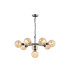 Placid 84cm Pendant 8 Light E14 15cm Round Glass Shade Satin Nickel Amber Plated & Satin Black-1