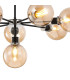 Placid 84cm Pendant 8 Light E14 15cm Round Glass Shade Satin Nickel Amber Plated & Satin Black-6