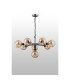 Placid 84cm Pendant 8 Light E14 15cm Round Glass Shade Satin Nickel Amber Plated & Satin Black-7