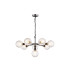 Placid 84cm Pendant 8 Light E14 15cm Round Crackled Glass Shade Satin Nickel Clear & Satin Black-1