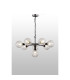 Placid 84cm Pendant 8 Light E14 15cm Round Crackled Glass Shade Satin Nickel Clear & Satin Black-3