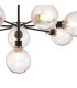 Placid 84cm Pendant 8 Light E14 15cm Round Crackled Glass Shade Satin Nickel Clear & Satin Black-7